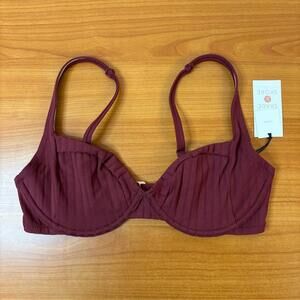 Shade & Shore Maroon Underwire Bikini Top with Adjustable Straps 34D